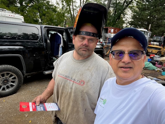 Vaughan resident shares campaign literature — canvassing in Ward 4